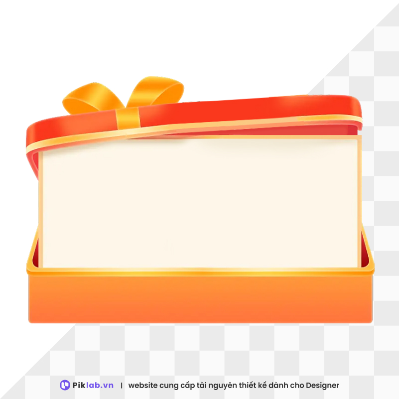 Design resource orange gift box title frame happy new year tet holiday isolated on transparent khung tiêu đề hộp quà PNG tết